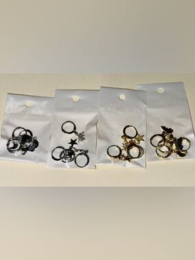 Mini Charm Hoop Earring Set - Gold & Silver Moon, Star, Butterfly 4 in total.